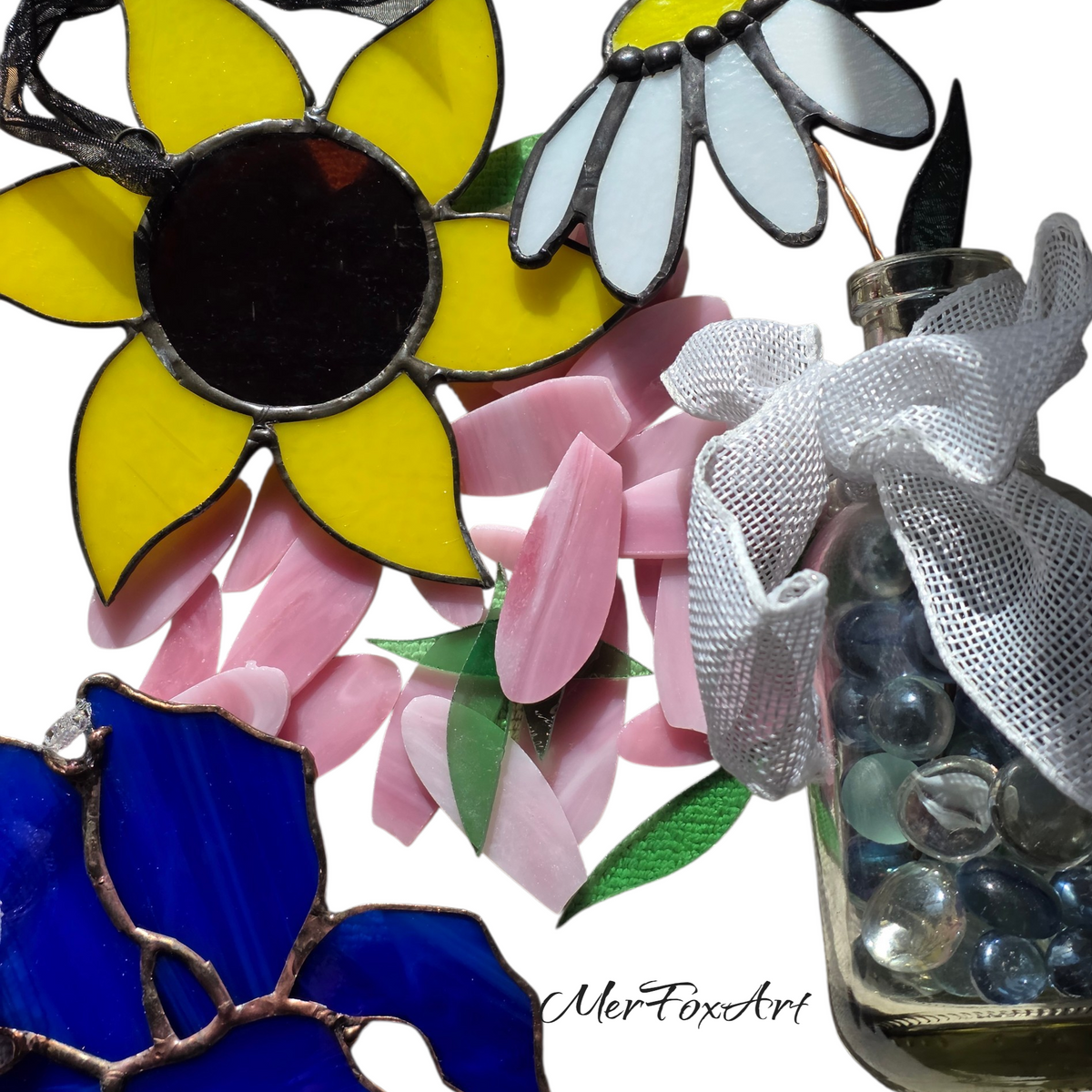 Stained Glass Flowers at Woodfeather Farm in Chapel Hill