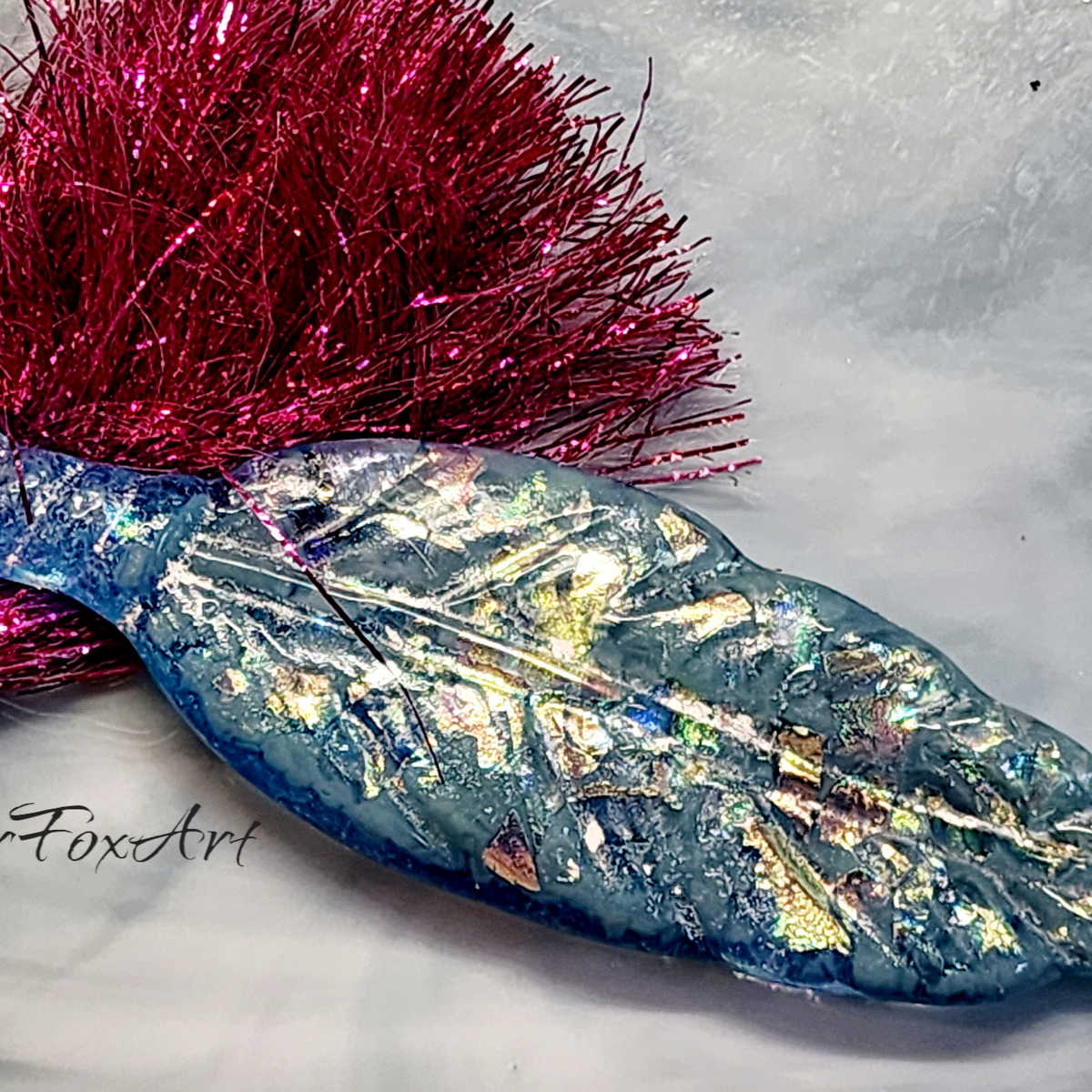 Mystical Dichroic Glass Feather Kiln-Formed Ornament