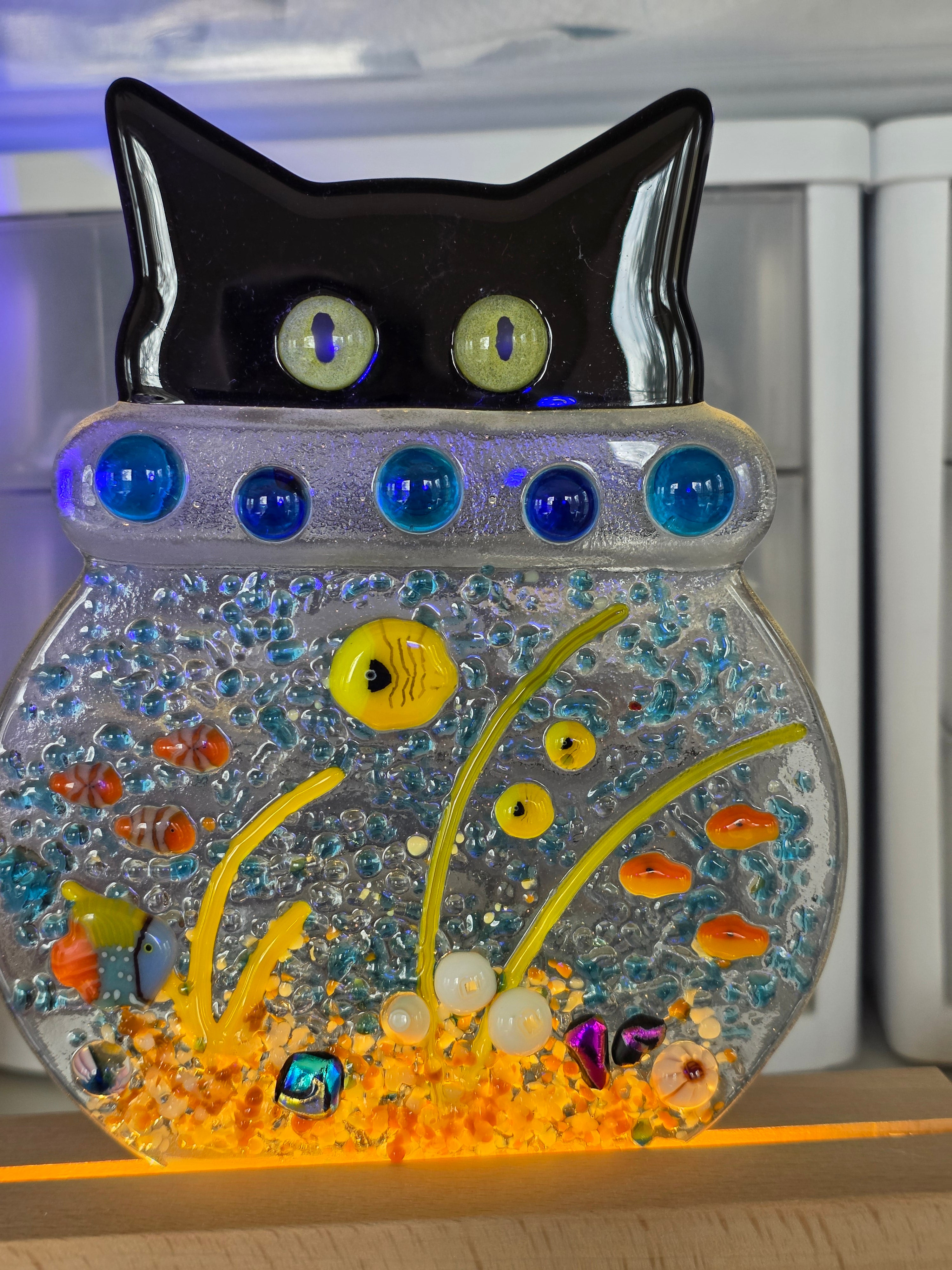 Fish cat tisha クリアブルー ソフビ fishcat Kitty in a Fishbowl – MerFox Art